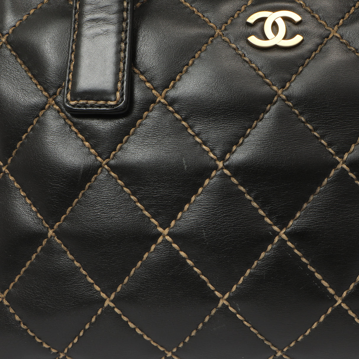 Chanel Black Calfskin Wild Stitch Top Handle Handbags Chanel