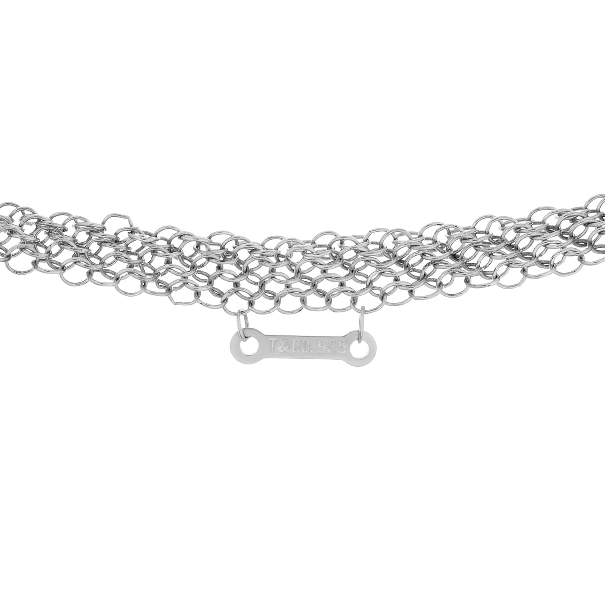 Tiffany & Co. Sterling Silver Open Heart Pendant w/ Mesh Necklace Designer Jewellery Tiffany and Co