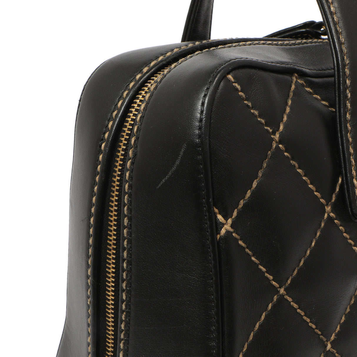 Chanel Black Calfskin Wild Stitch Top Handle Handbags Chanel