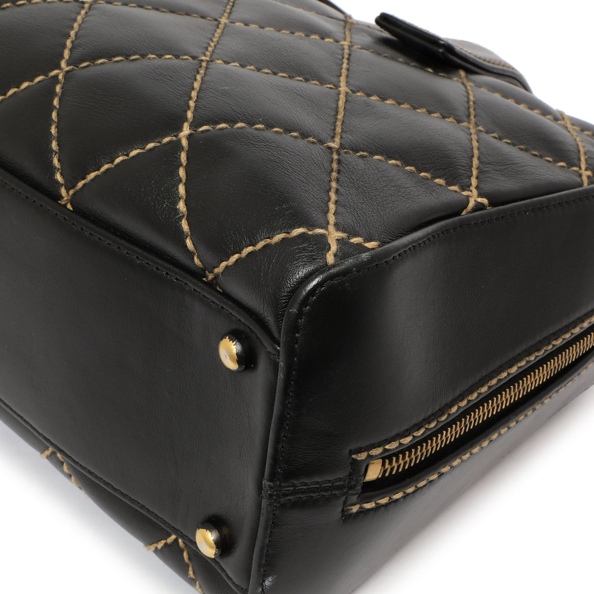 Chanel Black Calfskin Wild Stitch Top Handle Handbags Chanel