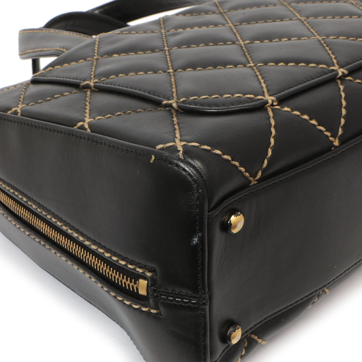 Chanel Black Calfskin Wild Stitch Top Handle Handbags Chanel