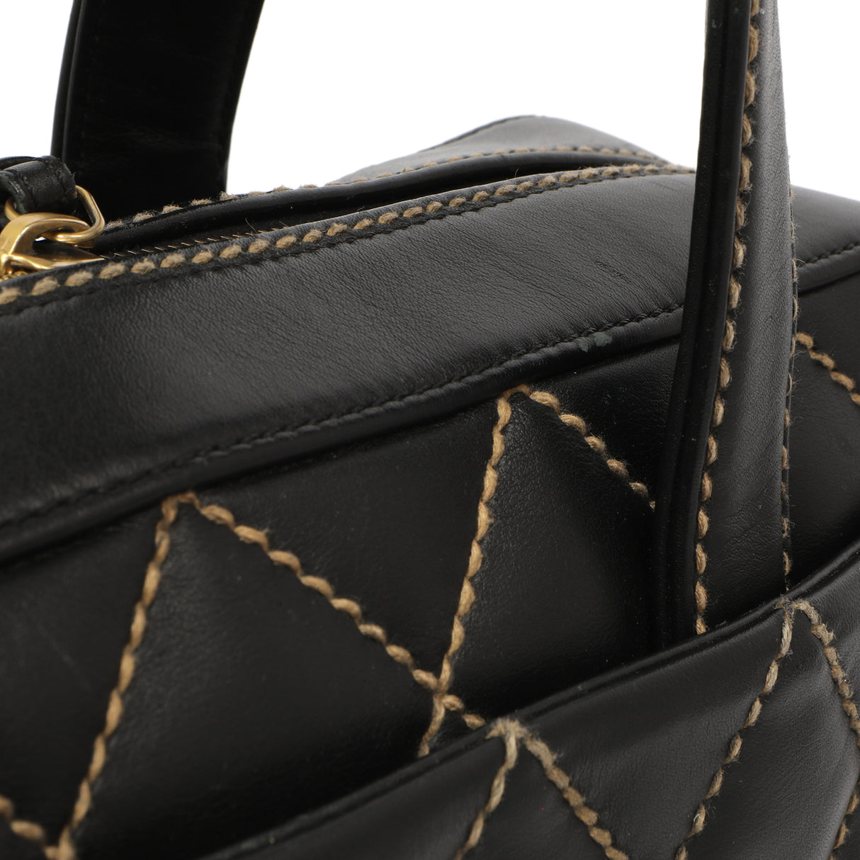 Chanel Black Calfskin Wild Stitch Top Handle Handbags Chanel