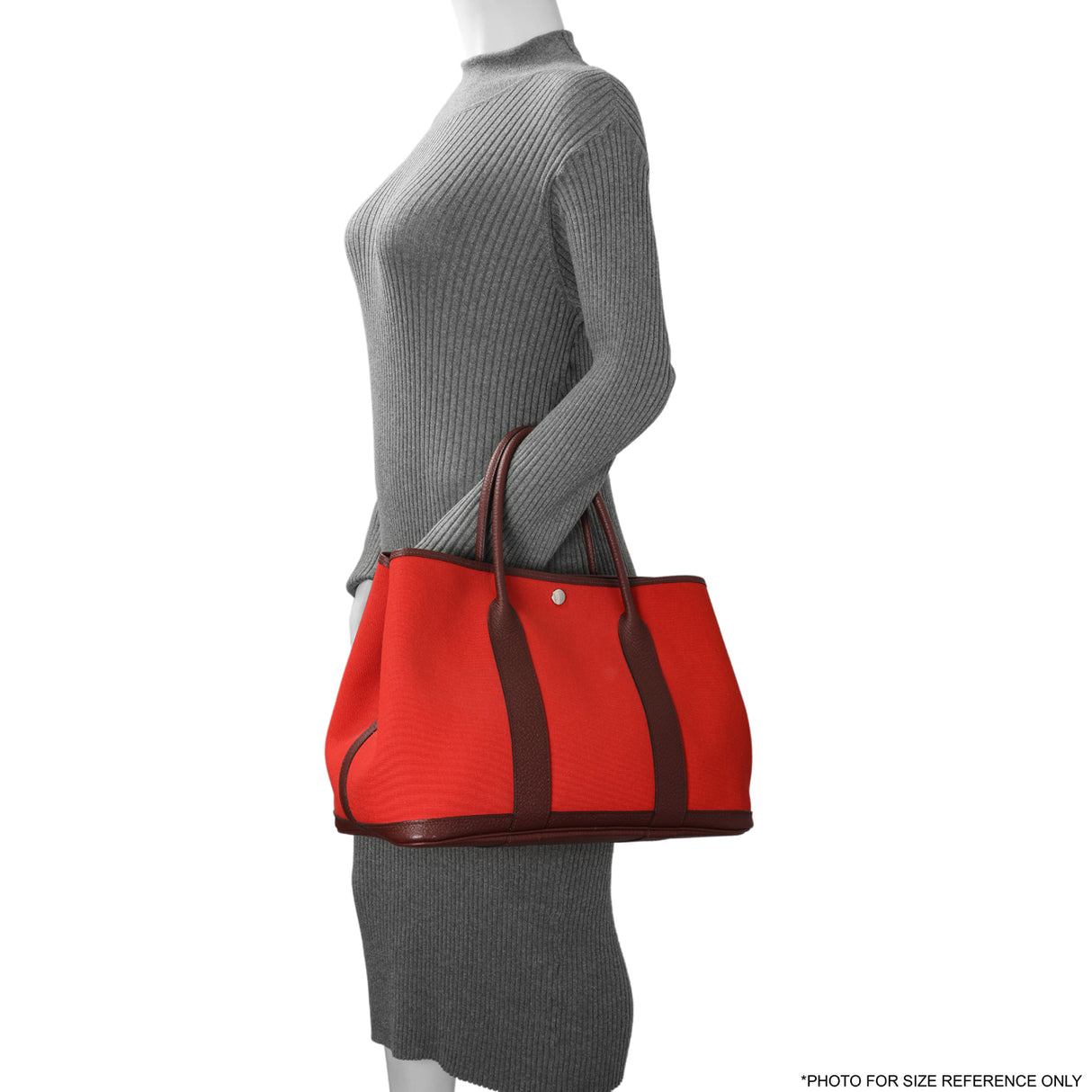 Hermes Red Burgundy Toile Negonda Garden Party 36 Handbags Hermes