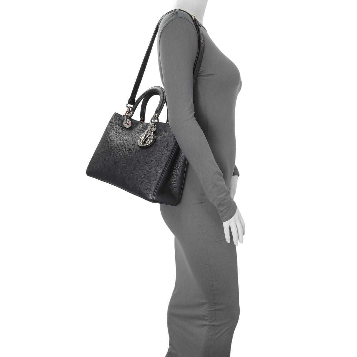 Christian Dior Navy Bullcalf Medium Diorissimo Tote Handbags Christian Dior