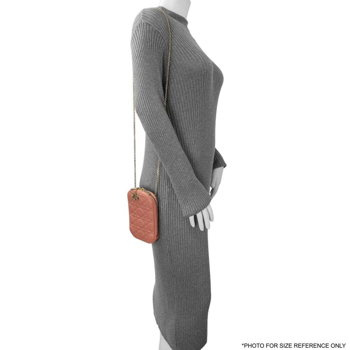 Christian Dior Deep Nude Lambskin Cannage Lady Dior Phone Holder Handbags Christian Dior