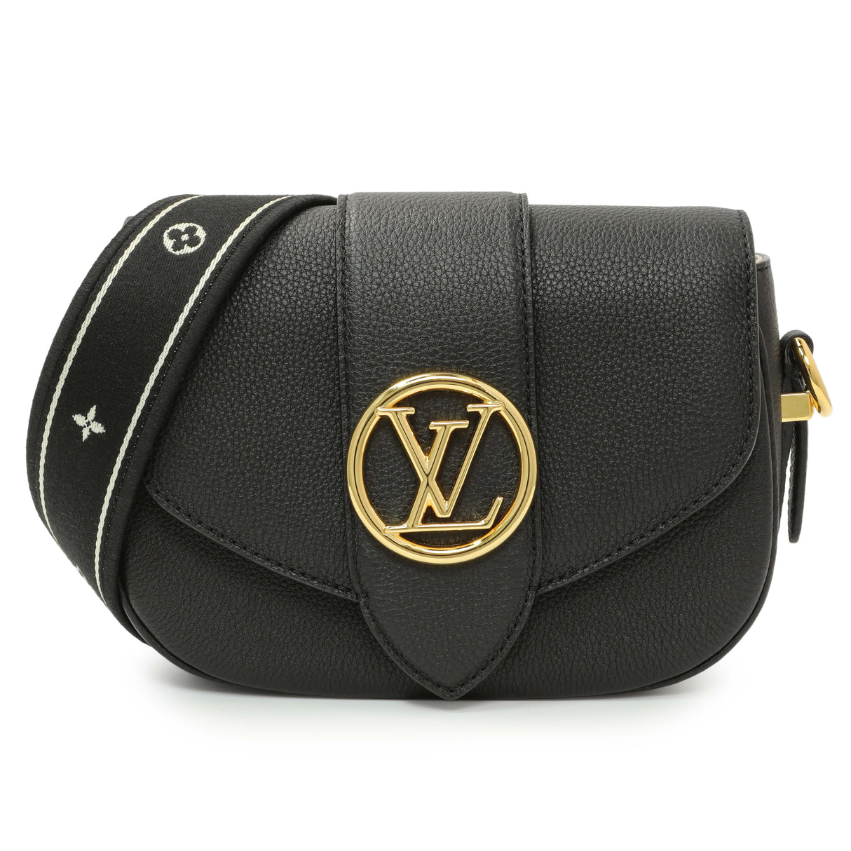 Louis Vuitton Black Grained Calfskin LV Pont 9 Soft MM Handbags Louis Vuitton