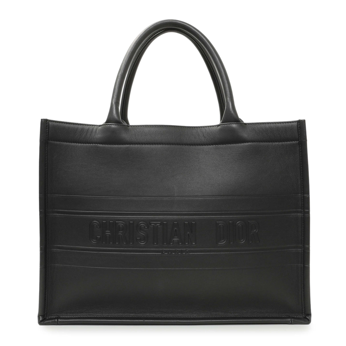 Christian Dior Black Calfskin Embossed Medium Book Tote Handbags Christian Dior