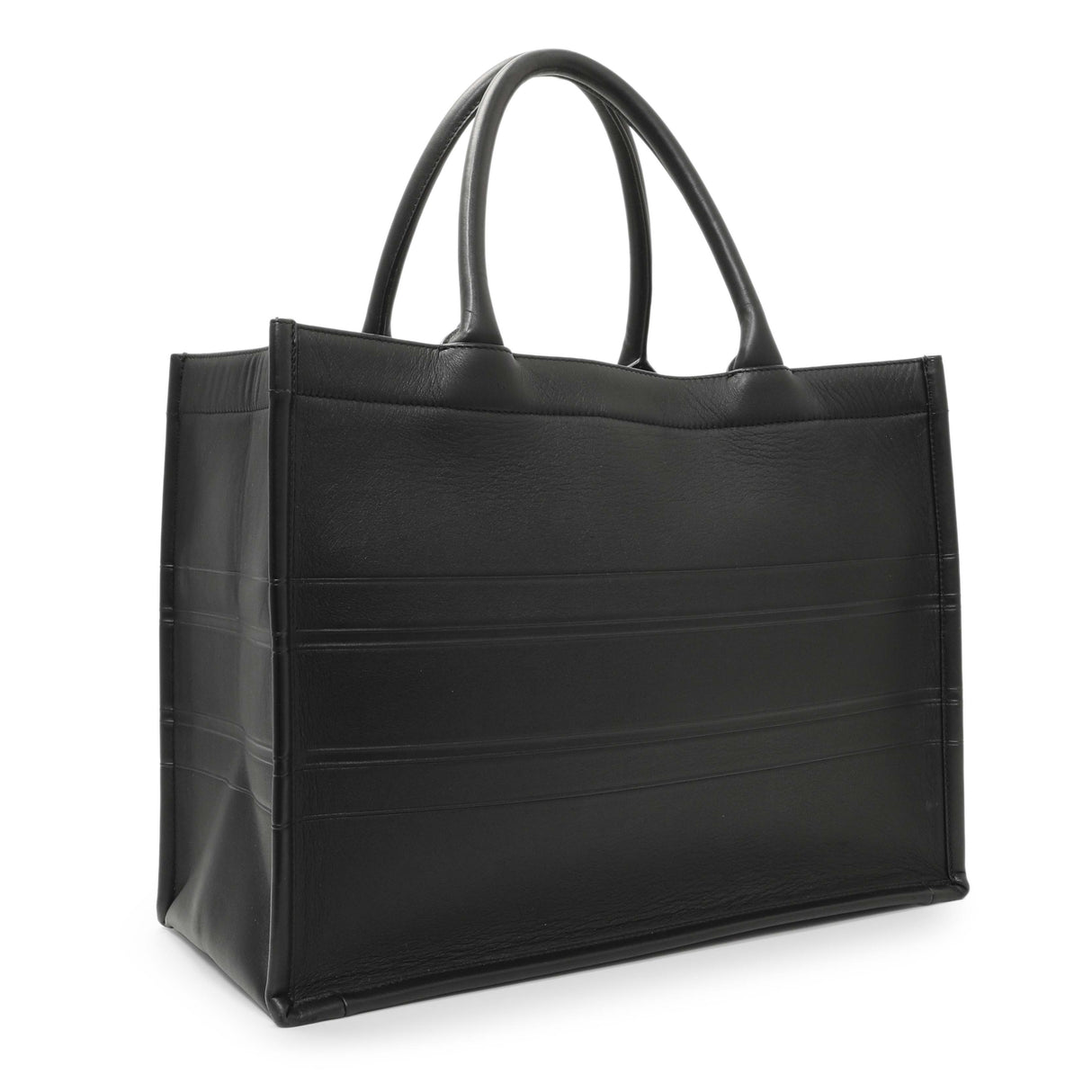 Christian Dior Black Calfskin Embossed Medium Book Tote Handbags Christian Dior