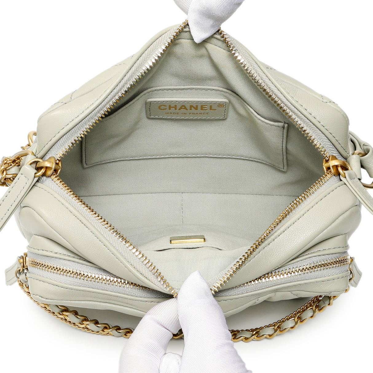 Chanel Grey Quilted Calfskin Small Camera Case Handbags Chanel