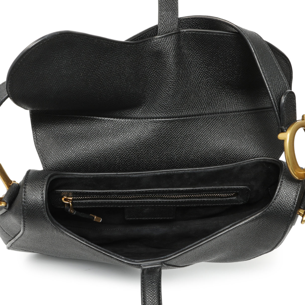 Christian Dior Black Grained Calfskin Saddle Bag Handbags Christian Dior