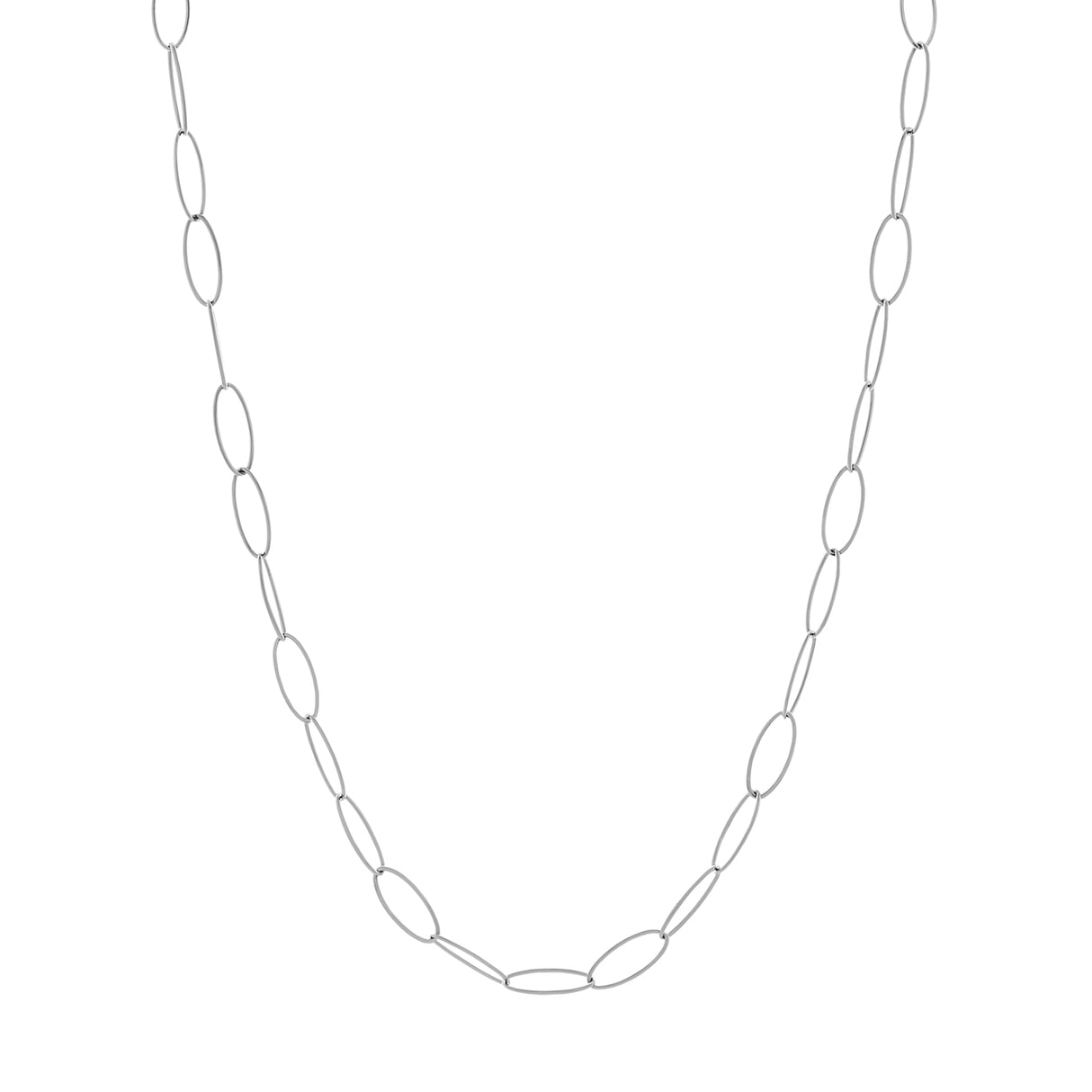 14K White Gold Oval Link Chain Fine Jewellery Modaselle