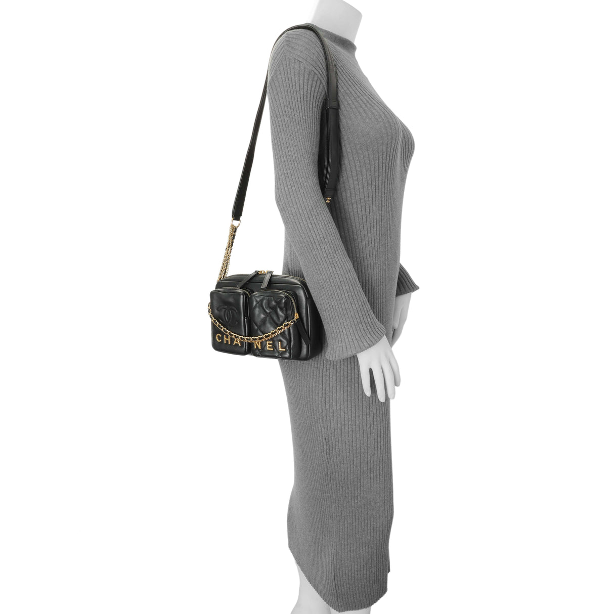 Chanel Black Quilted Calfskin Small Camera Case Handbags Chanel