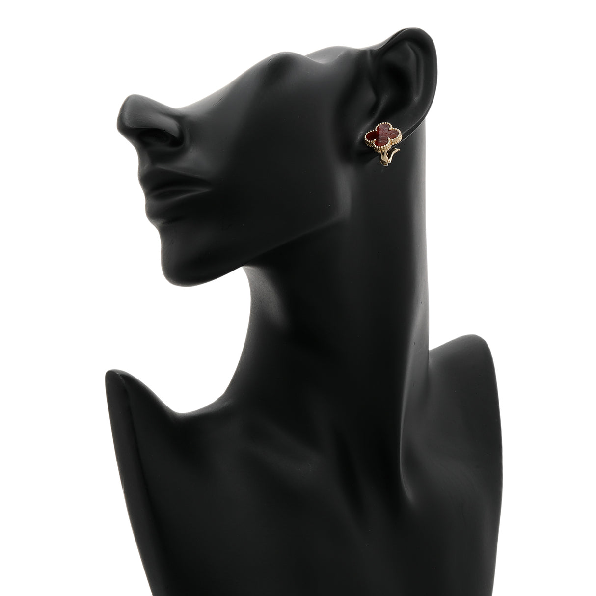 Van Cleef & Arpels 18K Yellow Gold Carnelian Vintage Alhambra Earrings Designer Jewellery Van Cleef and Arpels