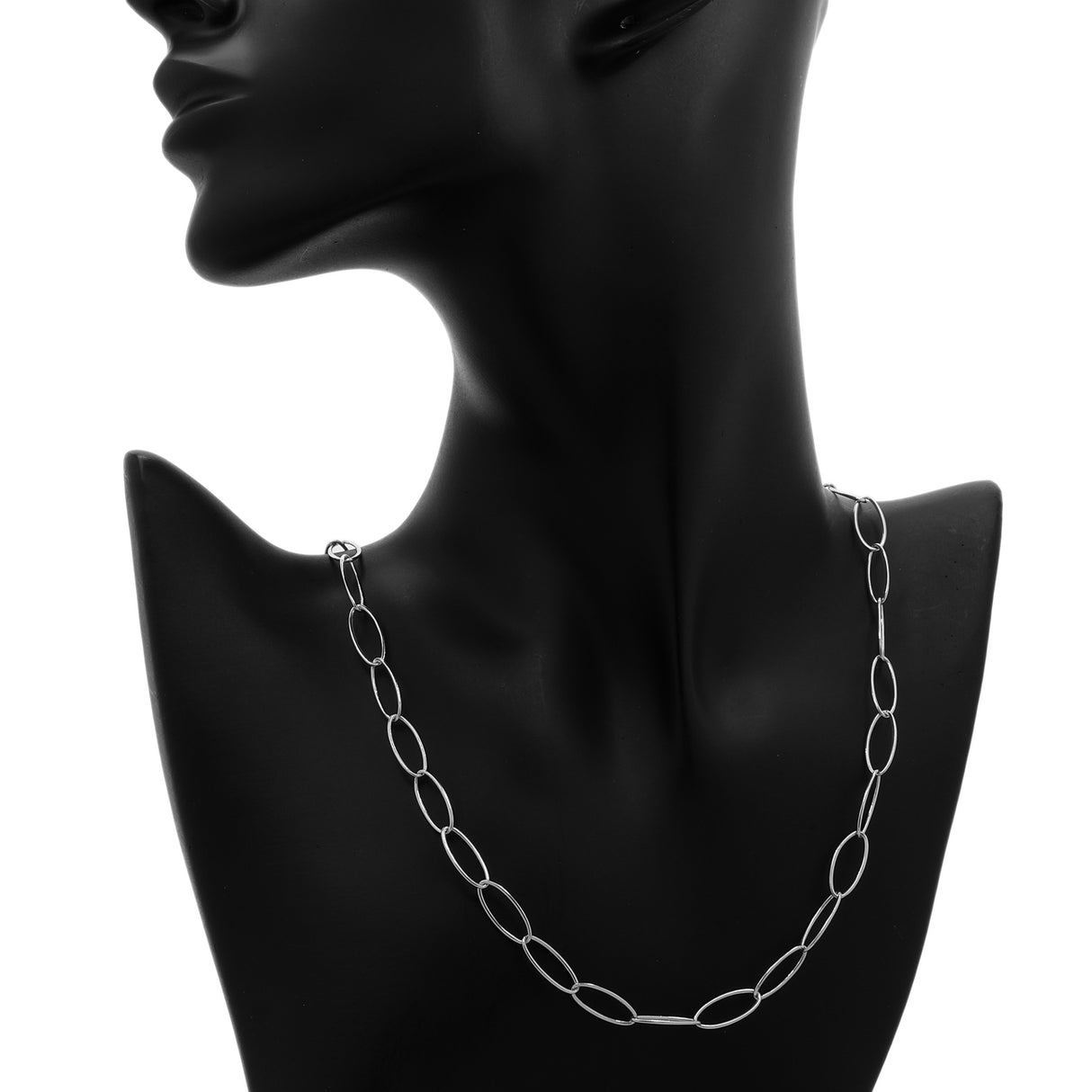 14K White Gold Oval Link Chain Fine Jewellery Modaselle