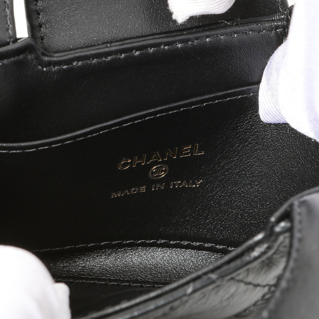 Chanel Black Shiny Aged Calfskin Quilted Mini Nano Kelly Shopper Handbags Chanel