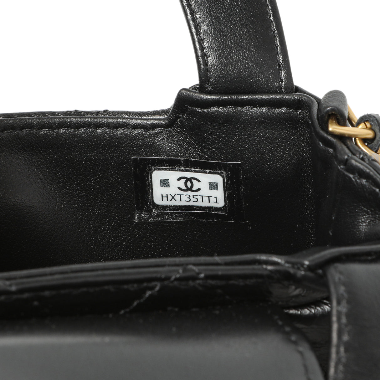 Chanel Black Shiny Aged Calfskin Quilted Mini Nano Kelly Shopper Handbags Chanel