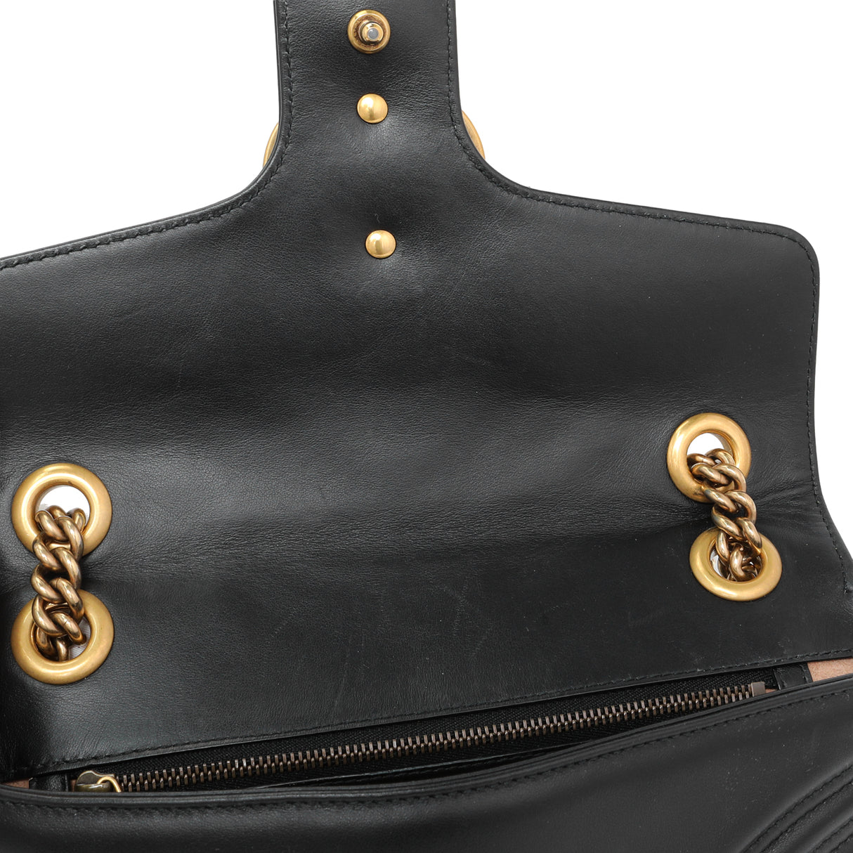 Gucci Black Calfskin Matelasse Small GG Marmont Shoulder Bag Handbags Gucci