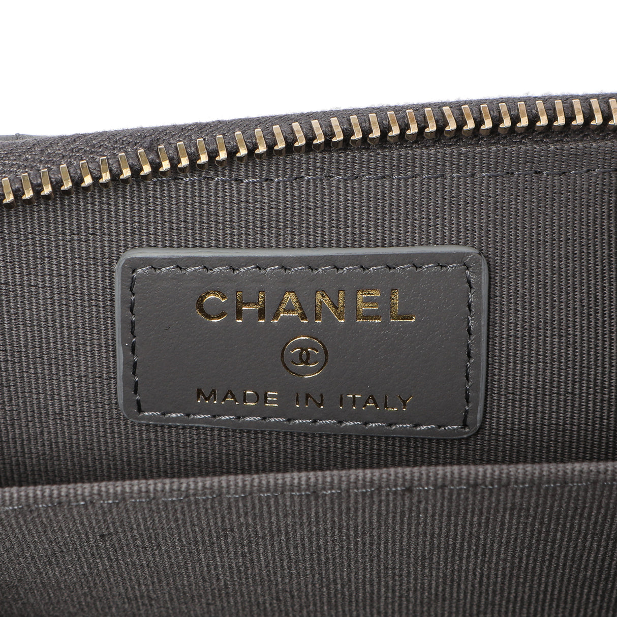 Chanel Grey Quilted Lambskin 19 Vertical Zip Card Holder Wallet Accessories Chanel