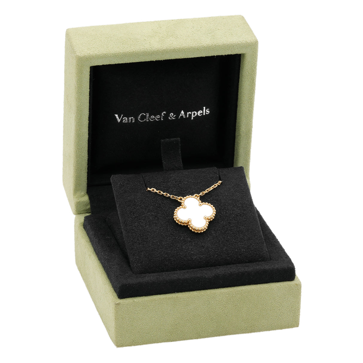 Van Cleef & Arpels 18K Yellow Gold Mother of Pearl Vintage Alhambra Pendant Necklace Designer Jewellery Modaselle