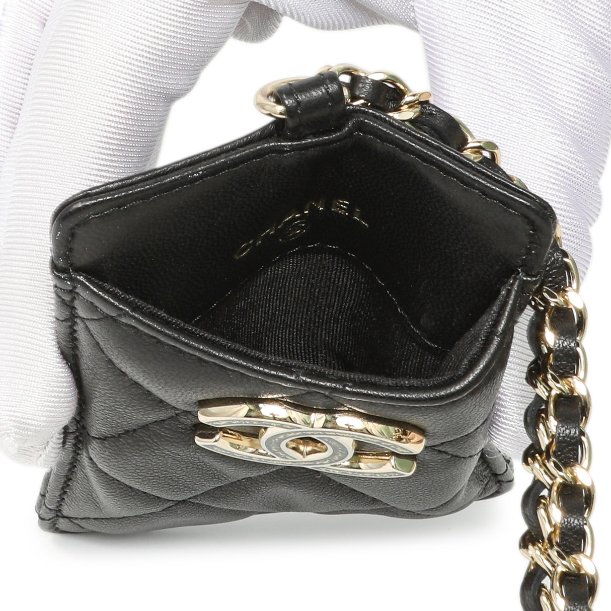 Chanel Black Quilted Lambskin Card Holder on Chain Accessories Chanel