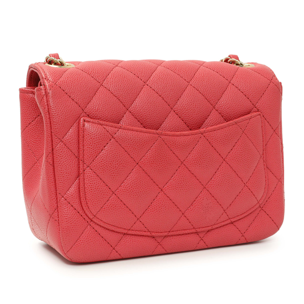 Chanel Pink Quilted Caviar Mini Square Flap Handbags Chanel