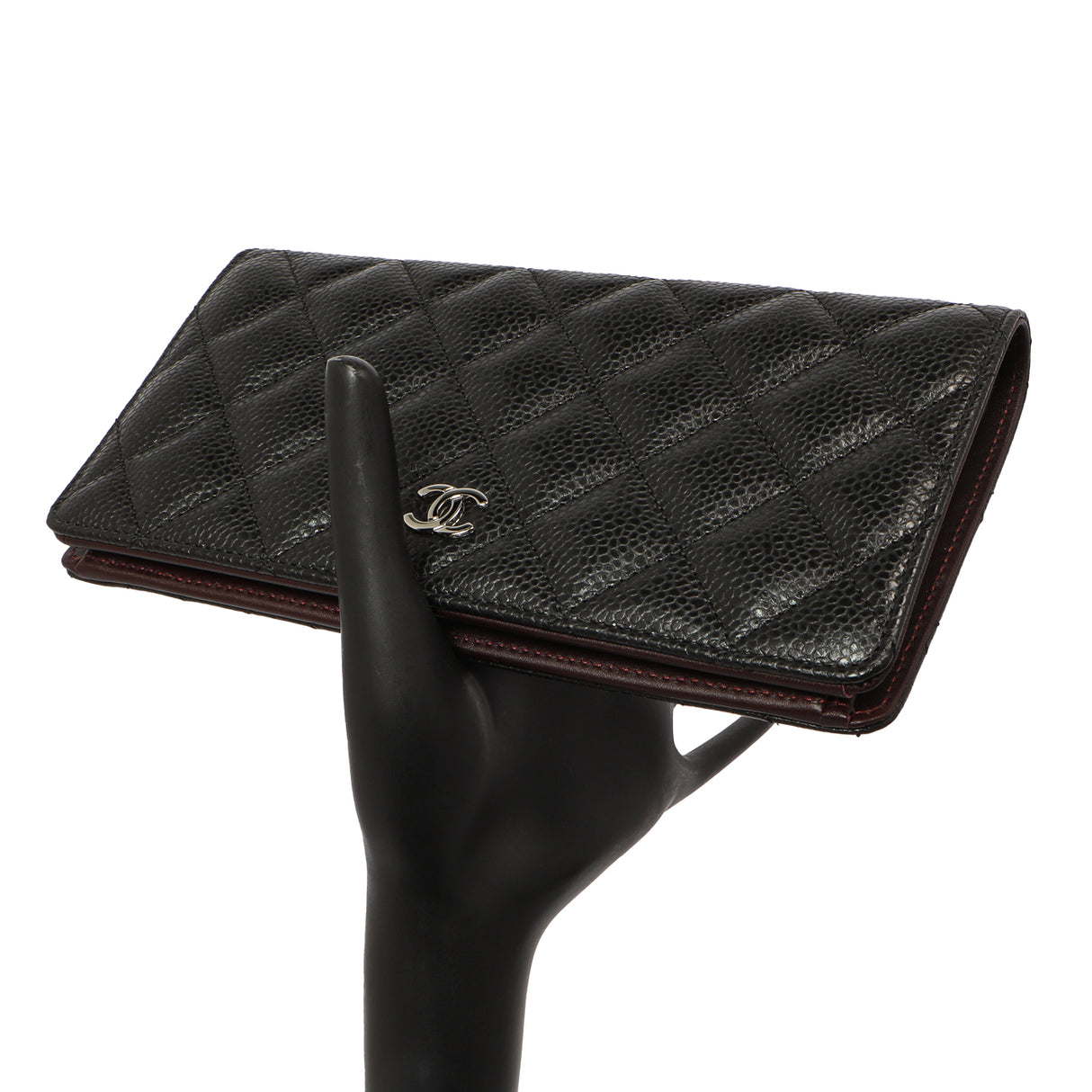 Chanel Black Quilted Caviar Yen Wallet Accessories Chanel