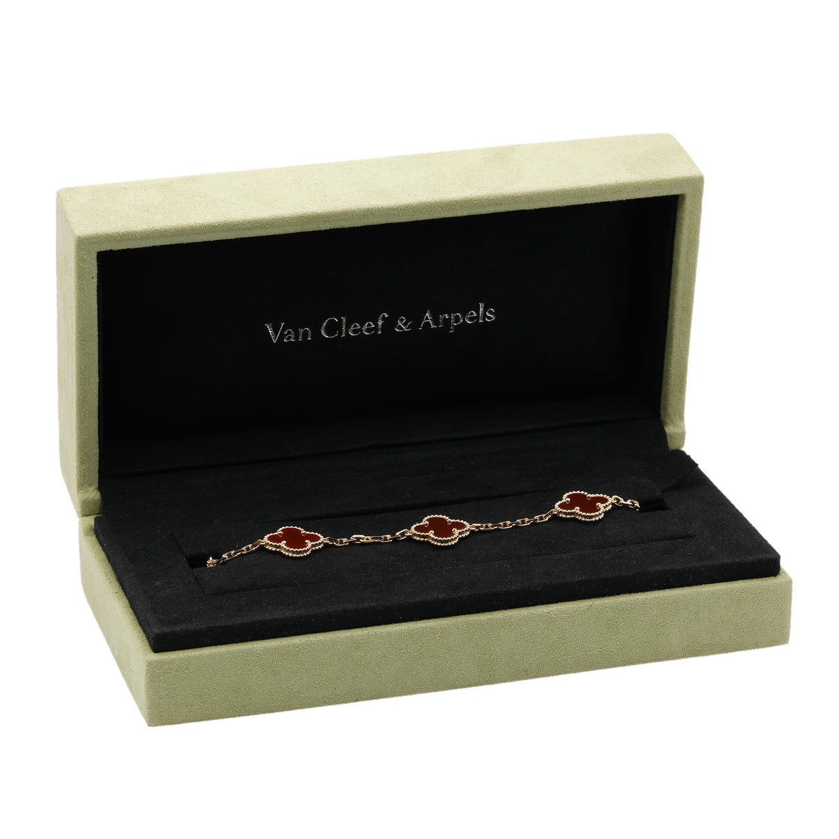 Van Cleef & Arpels 18K Yellow Gold Carnelian 5 Motifs Vintage Alhambra Bracelet Designer Jewellery Van Cleef and Arpels