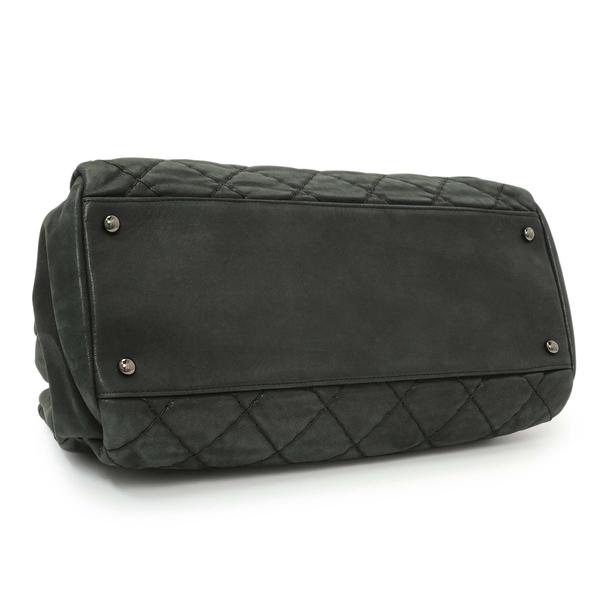 Chanel Black Iridescent Calfskin Quilted Large Just Mademoiselle Bowling Bag Handbags Chanel