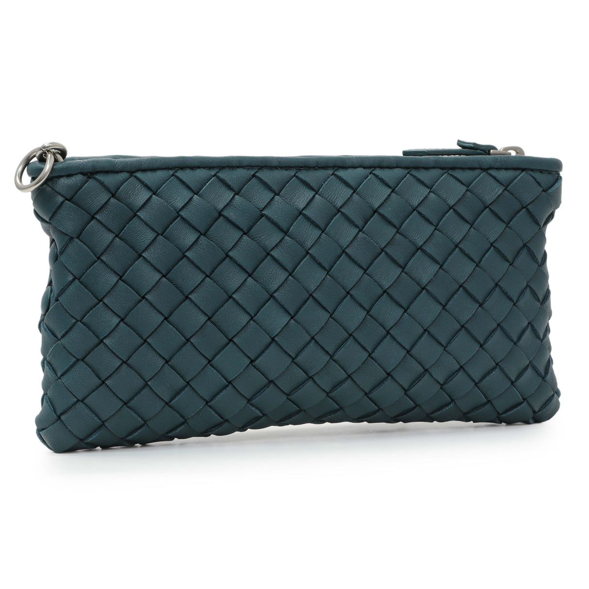 Bottega Veneta Teal Intrecciato Nappa Mini Pouch with Strap Handbags Bottega Veneta