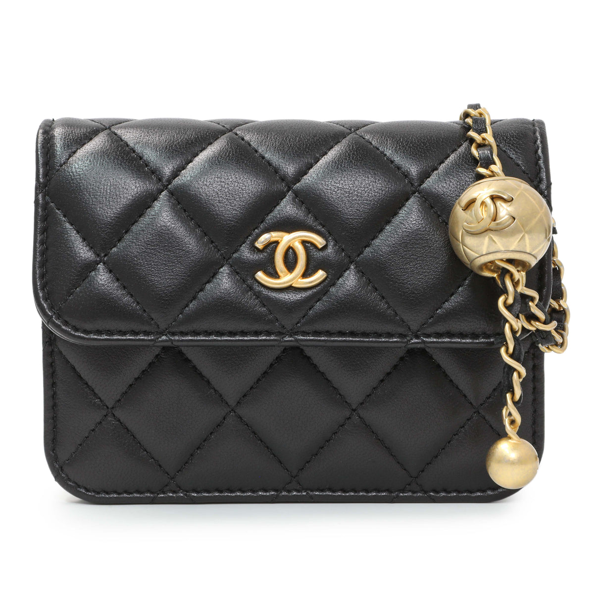 Chanel Black Quilted Lambskin Pearl Crush Clutch With Chain Handbags Chanel