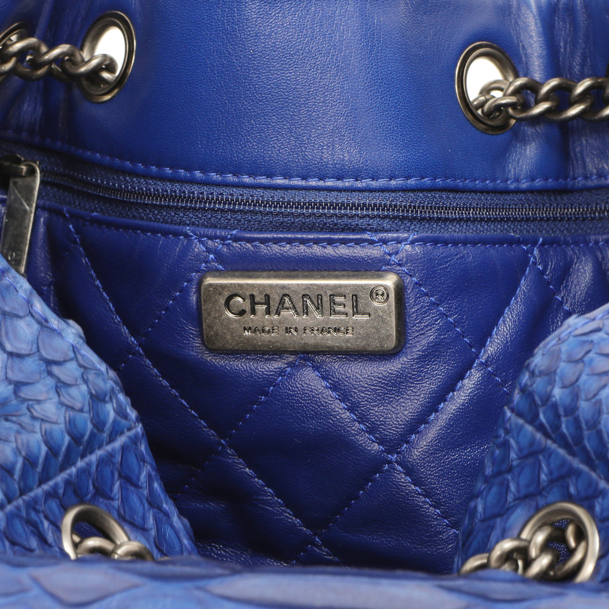 Chanel Blue Python Urban Luxury Drawstring Backpack Handbags Chanel