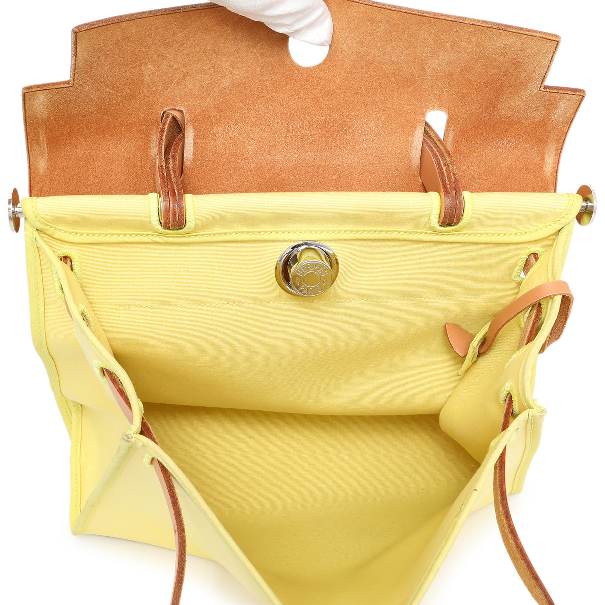 Hermes Vache Hunter Yellow Toile Herbag Zip 31 PM Handbags Hermes