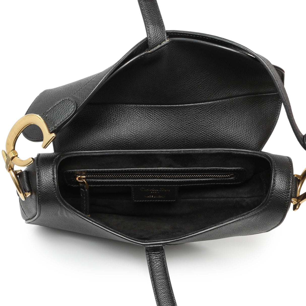 Christian Dior Black Grained Calfskin Saddle Bag Handbags Christian Dior