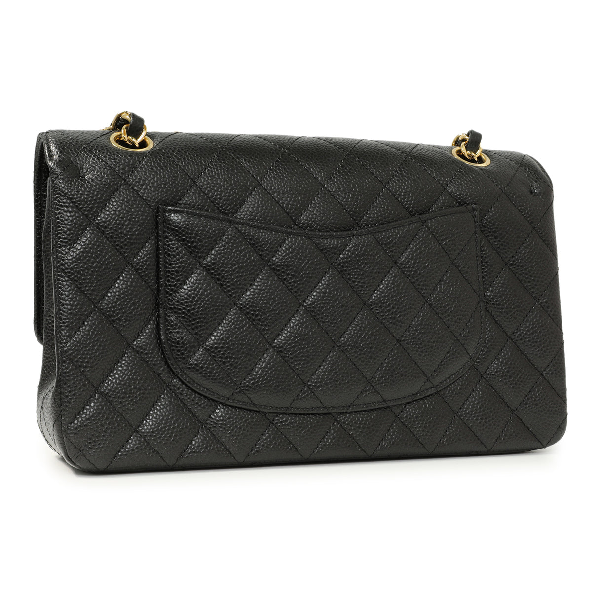 Chanel Black Quilted Caviar Medium Classic Double Flap Handbags Chanel