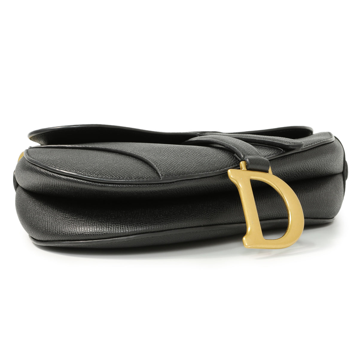 Christian Dior Black Grained Calfskin Saddle Bag Handbags Christian Dior