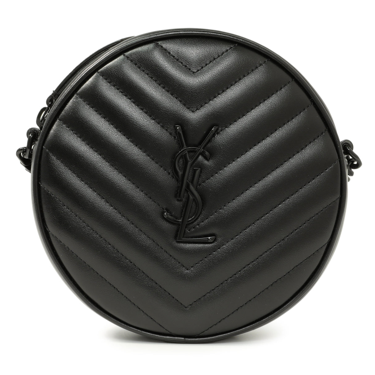 Saint Laurent Black Calfskin Matelasse Chevron Round Vinyle Camera Bag Handbags Saint Laurent