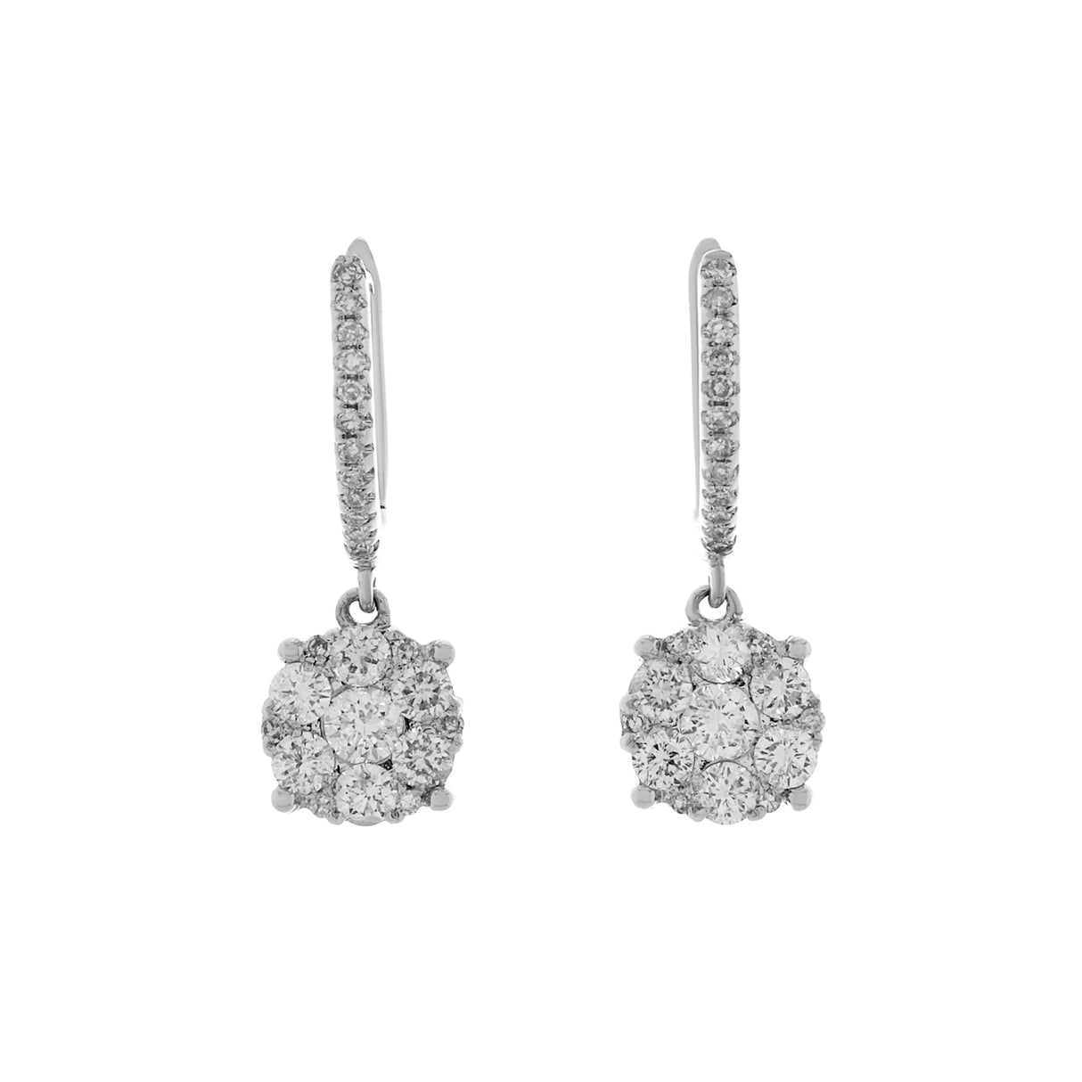 18K White Gold 0.94 Carat Diamond Drop Earrings Fine Jewellery Modaselle