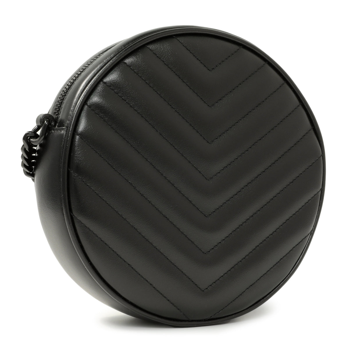 Saint Laurent Black Calfskin Matelasse Chevron Round Vinyle Camera Bag Handbags Saint Laurent