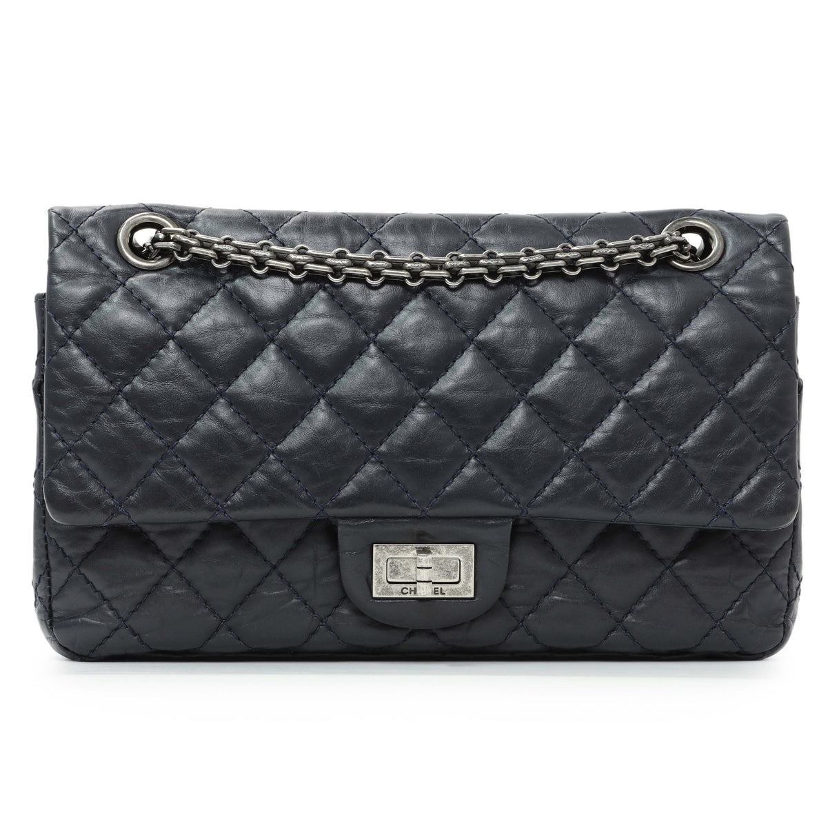 Chanel Navy Quilted Aged Calfskin 2.55 Reissue 225 Flap Handbags Chanel