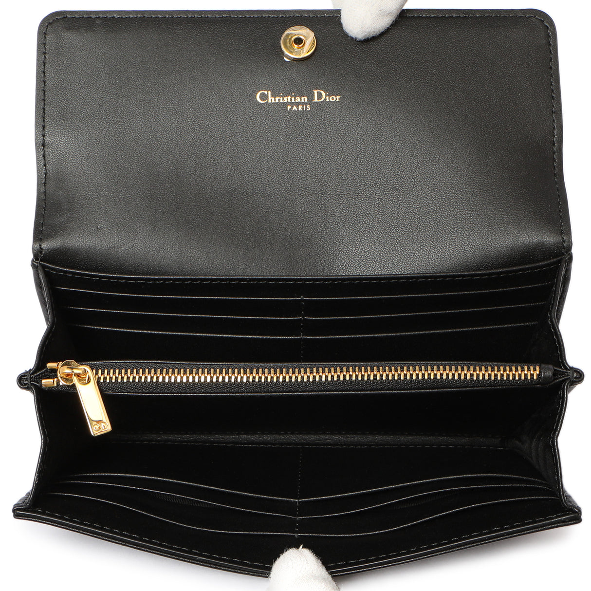 Christian Dior Black Supple Calfskin Cannage Caro Wallet Accessories Christian Dior