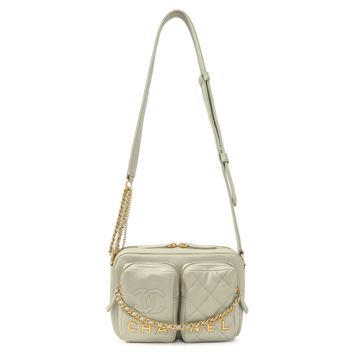 Chanel Grey Quilted Calfskin Small Camera Case Handbags Chanel