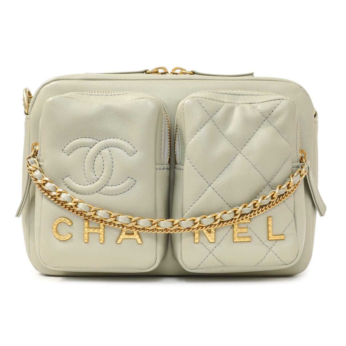Chanel Grey Quilted Calfskin Small Camera Case Handbags Chanel
