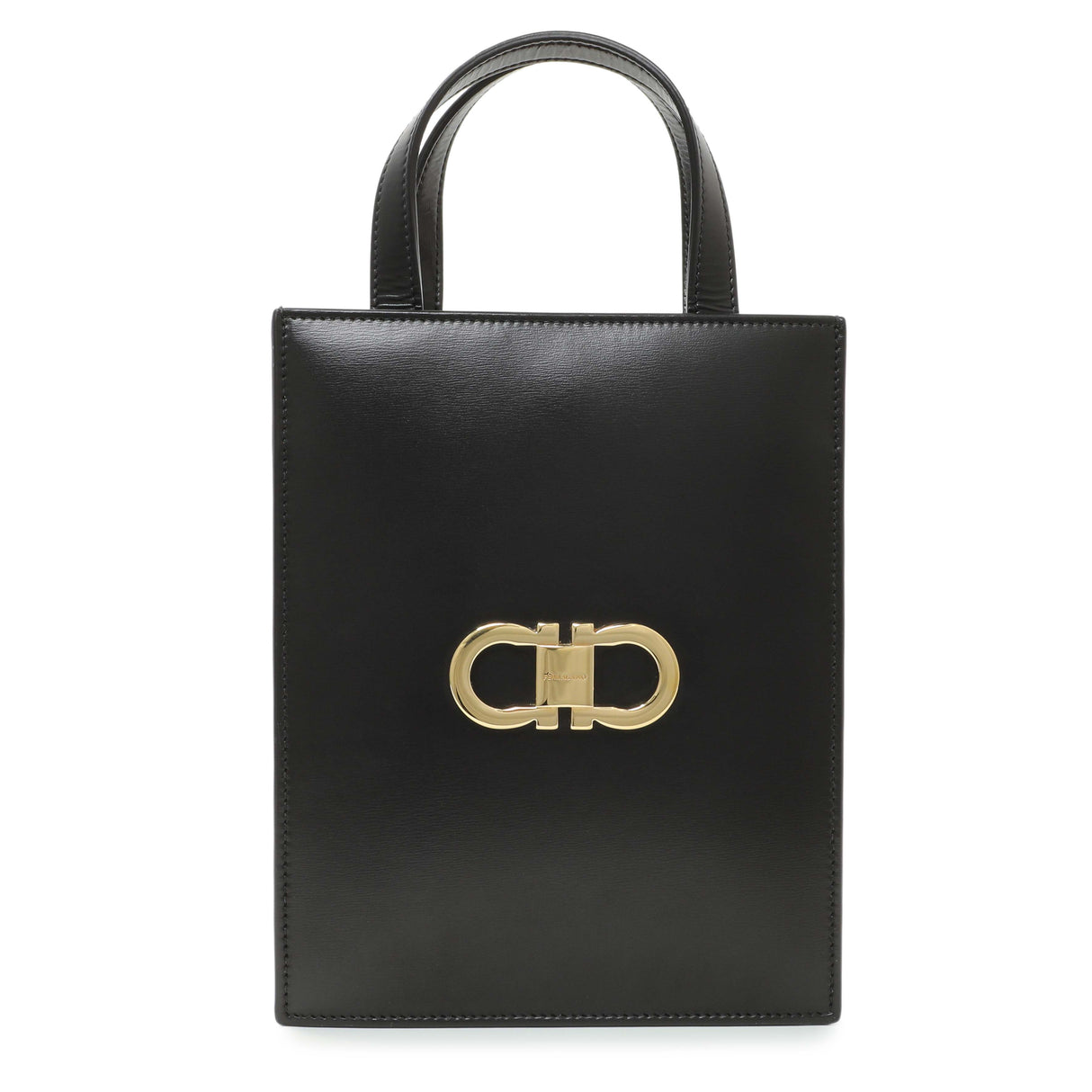 Salvatore Ferragamo Black Calfskin Mini Tote Handbags Salvatore Ferragamo