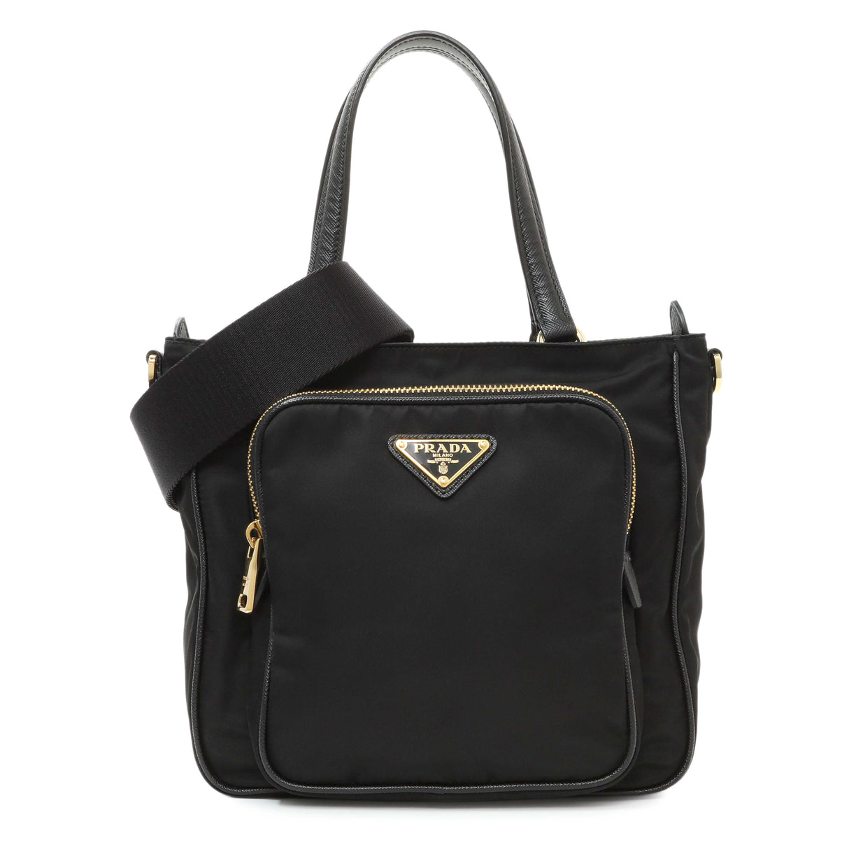 Prada Black Tessuto Front Pocket Bag Handbags Prada