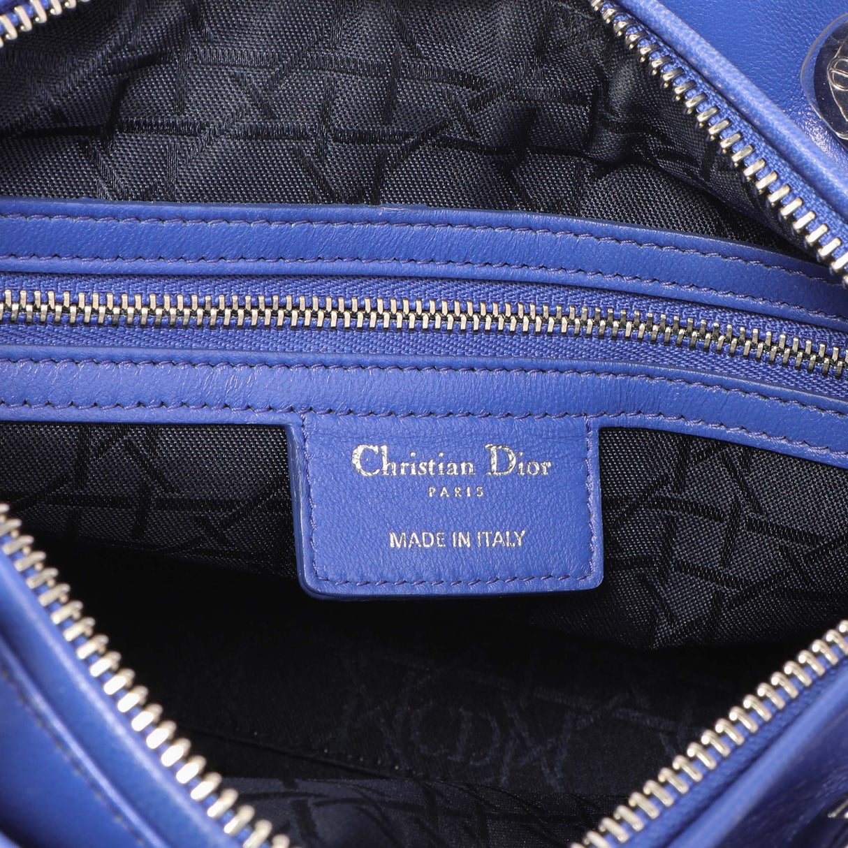 Christian Dior Blue Lambskin Cannage Medium Lady Dior Handbags Christian Dior