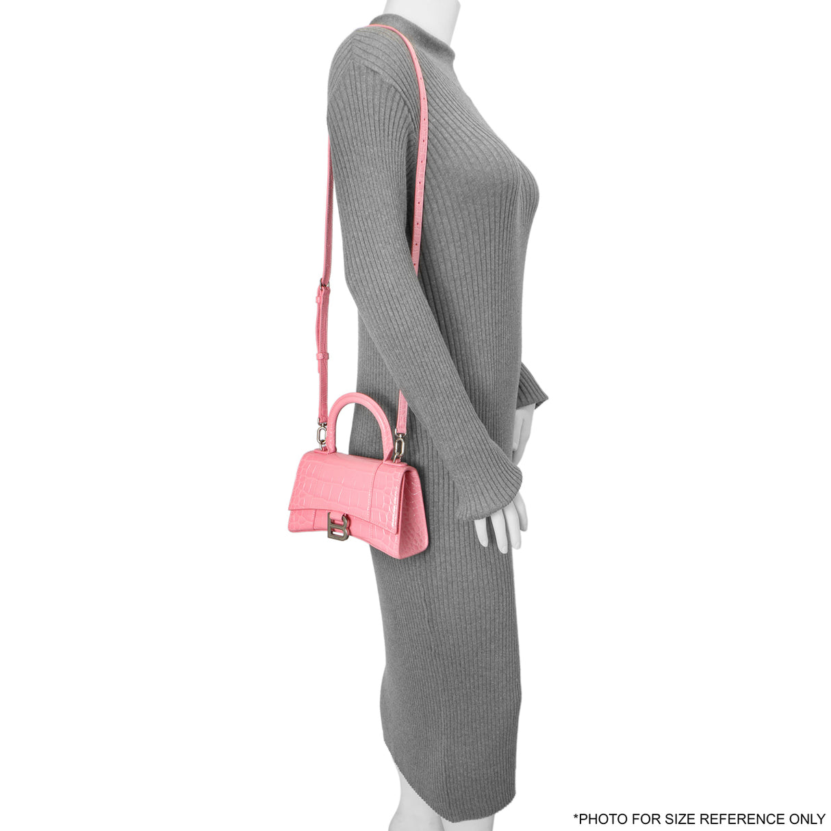 Balenciaga Sweet Pink Crocodile Embossed Hourglass Top Handle Bag XS Handbags Balenciaga