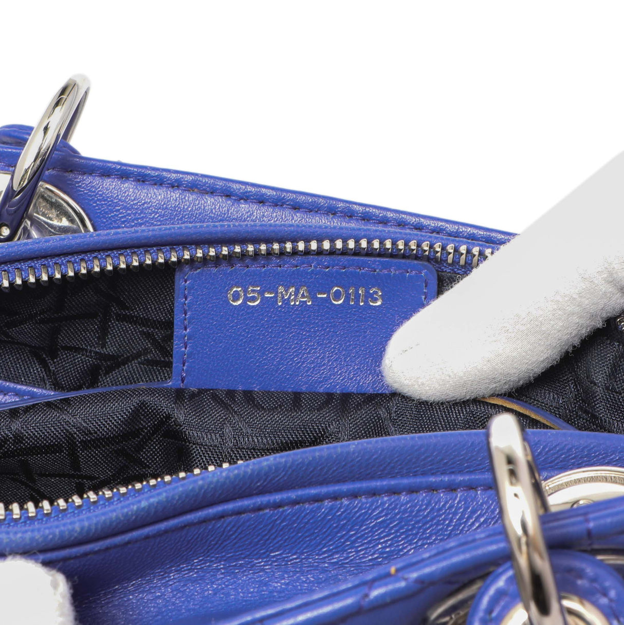 Christian Dior Blue Lambskin Cannage Medium Lady Dior Handbags Christian Dior