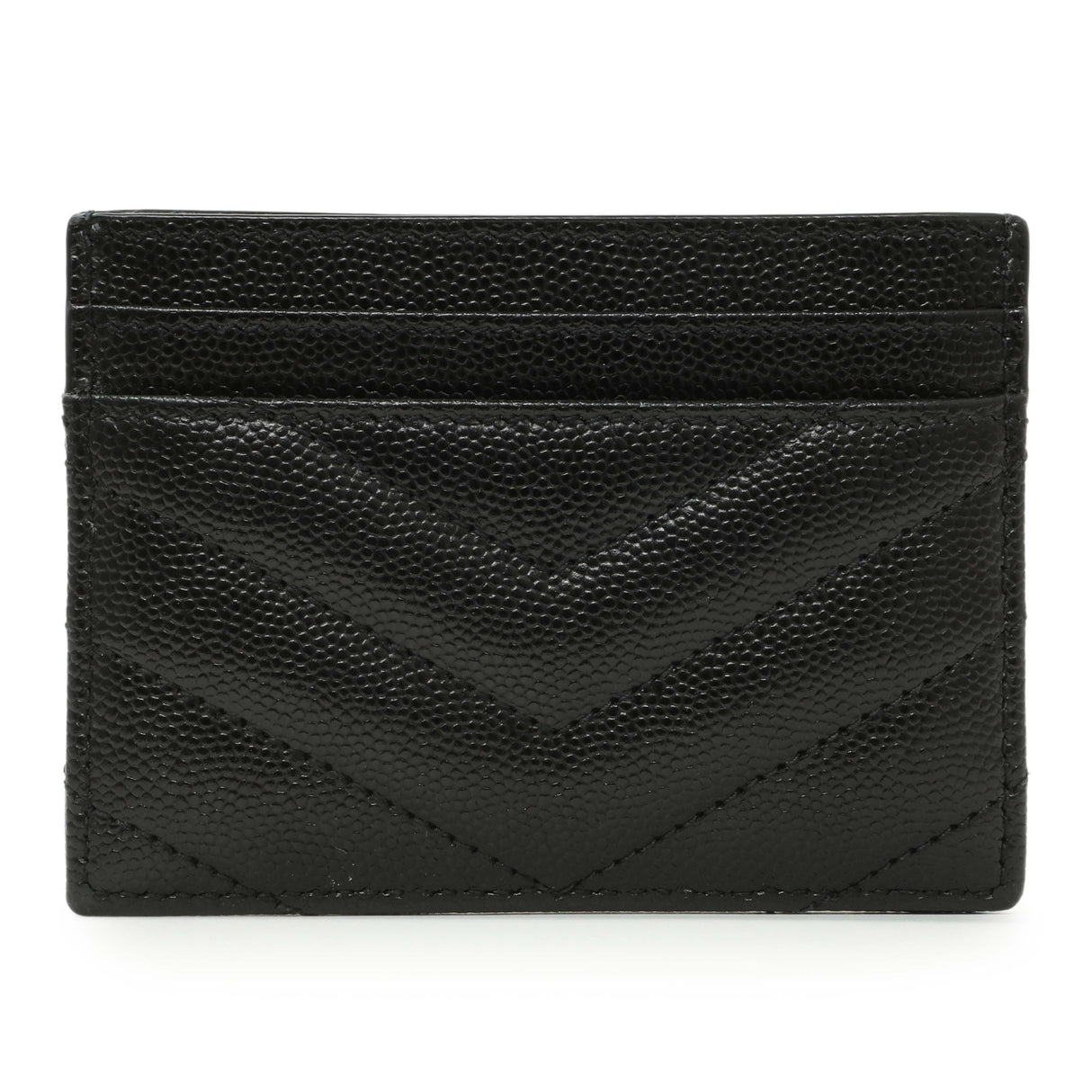 Saint Laurent Black Grain De Poudre Matelasse Chevron Monogram Credit Card Case Accessories Saint Laurent