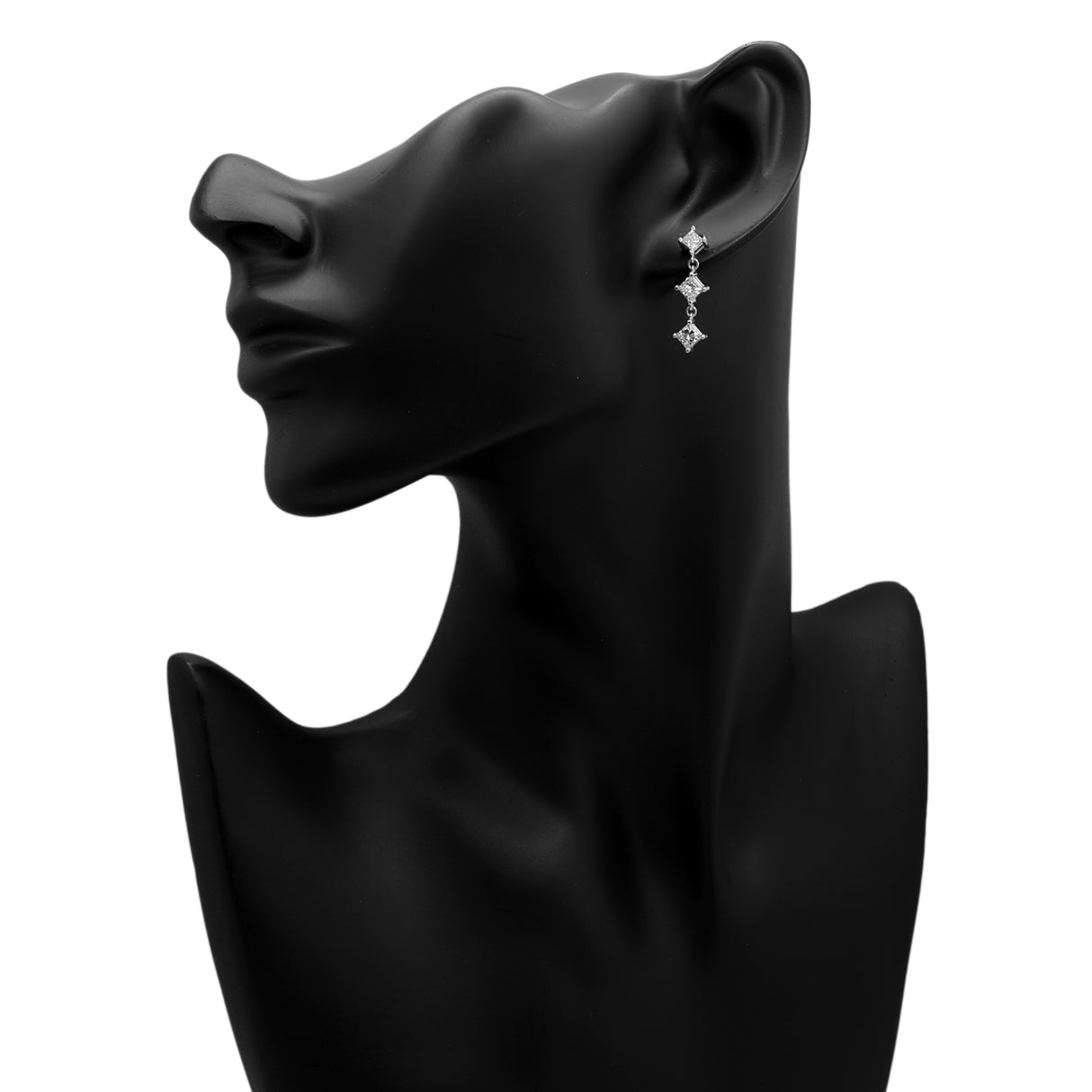 18K White Gold 1.92 Carat Princess Diamond Riviere Earrings Fine Jewellery Modaselle