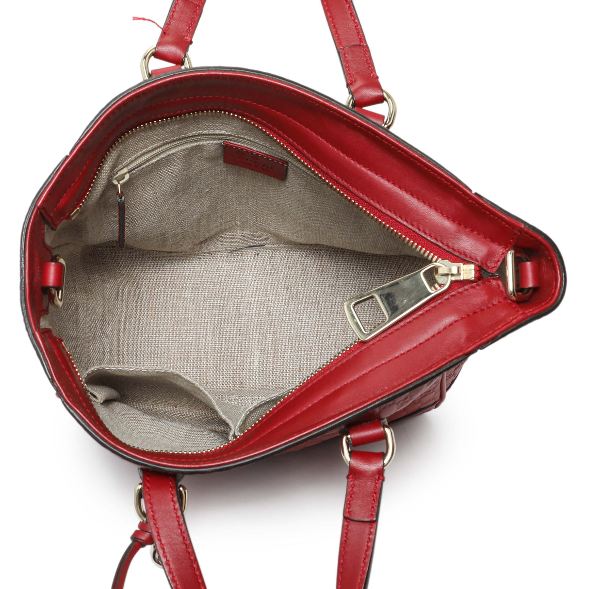 Gucci Red Micro Guccissima Bree Small Top Handle Tote Bag